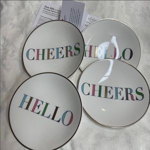 KATE SPADE Happy New Year! Set of 4 whimsical tidbit plates